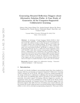 Generating Situated Reflection Triggers about Alternative Solution
  Paths: A Case Study of Generative AI for Computer-Supported Collaborative
  Learning