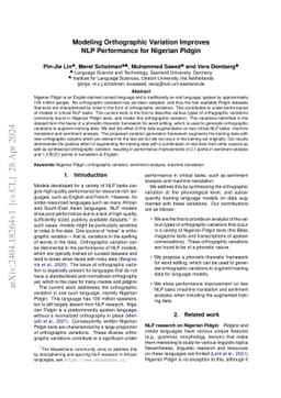 Modeling Orthographic Variation Improves NLP Performance for Nigerian
  Pidgin
