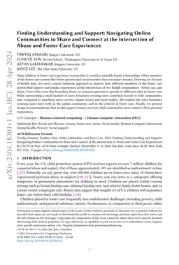 Finding Understanding and Support: Navigating Online Communities to
  Share and Connect at the intersection of Abuse and Foster Care Experiences