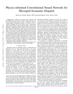 Physics-informed Convolutional Neural Network for Microgrid Economic
  Dispatch