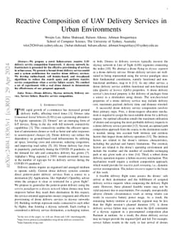 Reactive Composition of UAV Delivery Services in Urban Environments