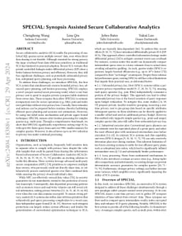SPECIAL: Synopsis Assisted Secure Collaborative Analytics