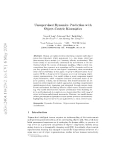 Unsupervised Dynamics Prediction with Object-Centric Kinematics