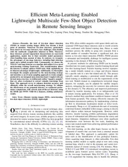 Efficient Meta-Learning Enabled Lightweight Multiscale Few-Shot Object
  Detection in Remote Sensing Images