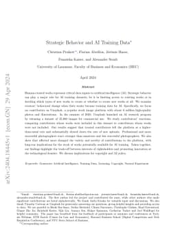 Strategic Behavior and AI Training Data