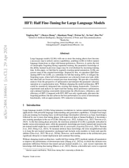HFT: Half Fine-Tuning for Large Language Models