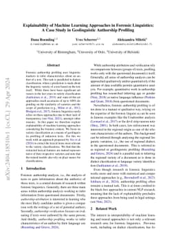 Explainability of machine learning approaches in forensic linguistics: a
  case study in geolinguistic authorship profiling