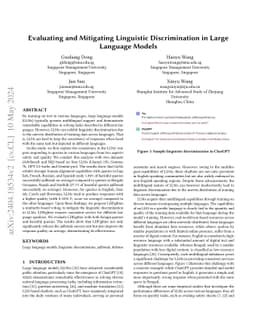 Evaluating and Mitigating Linguistic Discrimination in Large Language
  Models