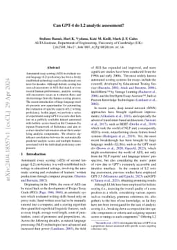 Can GPT-4 do L2 analytic assessment?