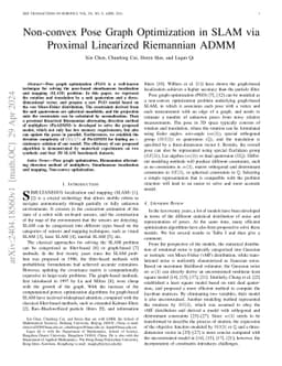 Non-convex Pose Graph Optimization in SLAM via Proximal Linearized
  Riemannian ADMM