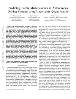 Predicting Safety Misbehaviours in Autonomous Driving Systems using Uncertainty Quantification