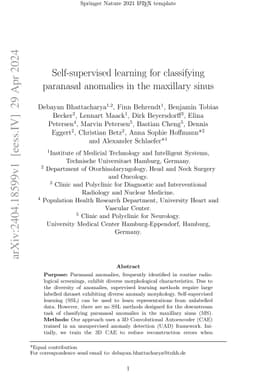 Self-supervised learning for classifying paranasal anomalies in the
  maxillary sinus
