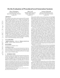 On the Evaluation of Procedural Level Generation Systems