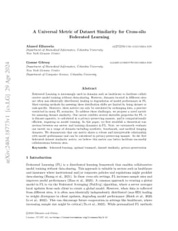 A Universal Metric of Dataset Similarity for Cross-silo Federated
  Learning