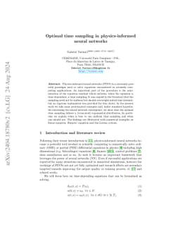 Optimal time sampling in physics-informed neural networks