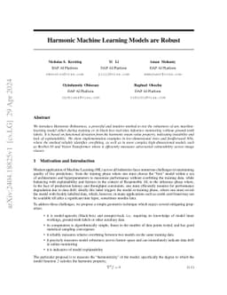 Harmonic Machine Learning Models are Robust