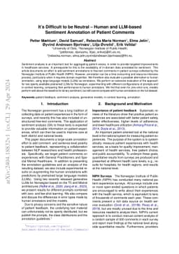 It's Difficult to be Neutral -- Human and LLM-based Sentiment Annotation
  of Patient Comments