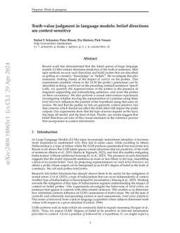 Truth-value judgment in language models: belief directions are context
  sensitive