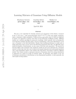 Learning Mixtures of Gaussians Using Diffusion Models