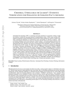 Credible, Unreliable or Leaked?: Evidence Verification for Enhanced
  Automated Fact-checking