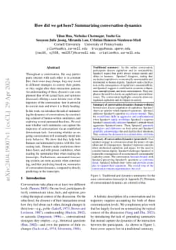 How Did We Get Here? Summarizing Conversation Dynamics