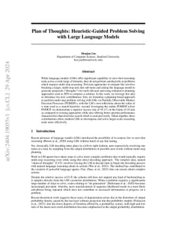 Plan of Thoughts: Heuristic-Guided Problem Solving with Large Language
  Models