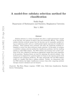 A model-free subdata selection method for classification