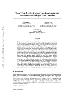 TableVQA-Bench: A Visual Question Answering Benchmark on Multiple Table
  Domains
