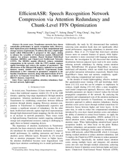 EfficientASR: Speech Recognition Network Compression via Attention
  Redundancy and Chunk-Level FFN Optimization