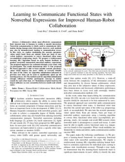 Learning to Communicate Functional States with Nonverbal Expressions for
  Improved Human-Robot Collaboration
