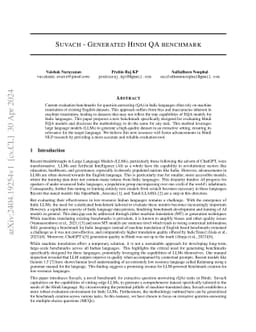 Suvach -- Generated Hindi QA benchmark