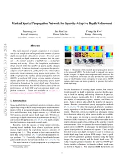 Masked Spatial Propagation Network for Sparsity-Adaptive Depth
  Refinement
