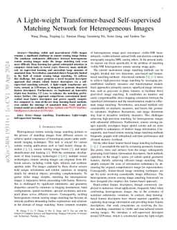 A Light-weight Transformer-based Self-supervised Matching Network for
  Heterogeneous Images