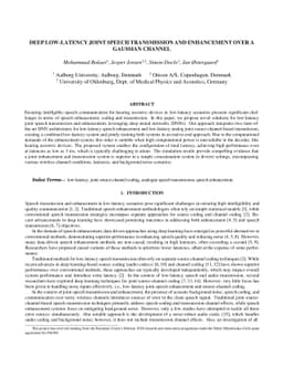 Deep low-latency joint speech transmission and enhancement over a
  gaussian channel