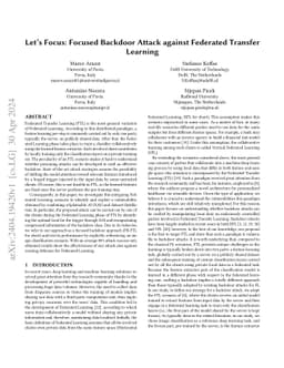Let's Focus: Focused Backdoor Attack against Federated Transfer Learning