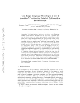Can Large Language Models put 2 and 2 together? Probing for Entailed
  Arithmetical Relationships