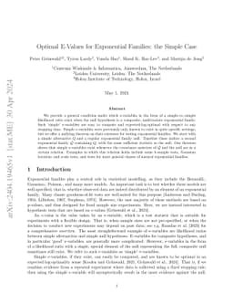 Optimal E-Values for Exponential Families: the Simple Case