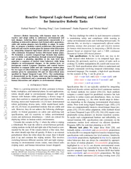 Reactive Temporal Logic-based Planning and Control for Interactive
  Robotic Tasks