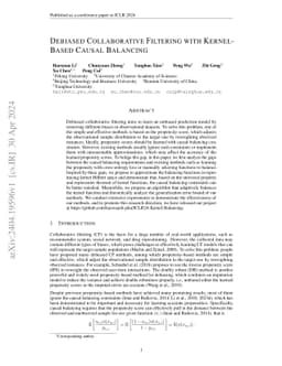 Debiased Collaborative Filtering with Kernel-Based Causal Balancing