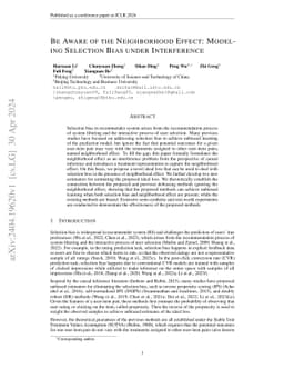 Be Aware of the Neighborhood Effect: Modeling Selection Bias under
  Interference