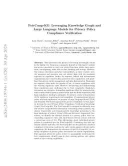 PrivComp-KG : Leveraging Knowledge Graph and Large Language Models for
  Privacy Policy Compliance Verification