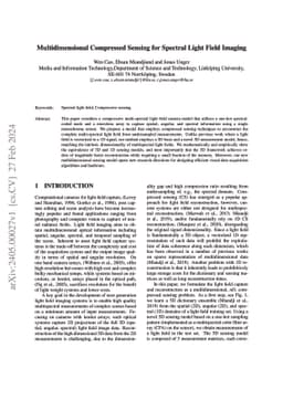 Multidimensional Compressed Sensing for Spectral Light Field Imaging