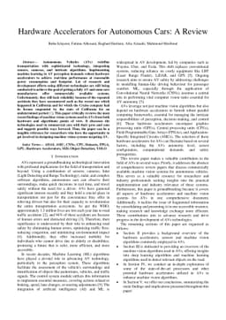 Hardware Accelerators for Autonomous Cars: A Review