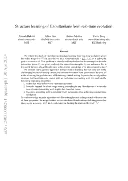 Structure learning of Hamiltonians from real-time evolution