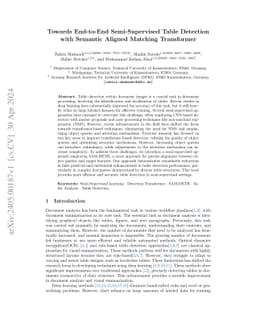 Towards End-to-End Semi-Supervised Table Detection with Semantic Aligned
  Matching Transformer