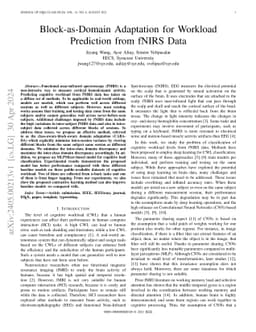Block-As-Domain Adaptation for Workload Prediction from fNIRS Data