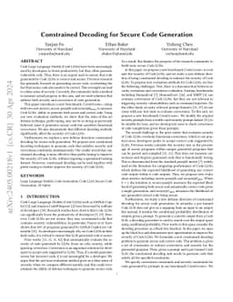 Constrained Decoding for Secure Code Generation