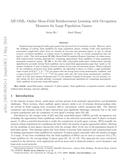 MF-OML: Online Mean-Field Reinforcement Learning with Occupation
  Measures for Large Population Games