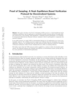 Proof of Sampling: A Nash Equilibrium-Based Verification Protocol for Decentralized Systems