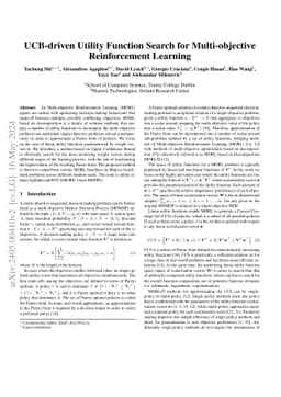 UCB-driven Utility Function Search for Multi-objective Reinforcement
  Learning